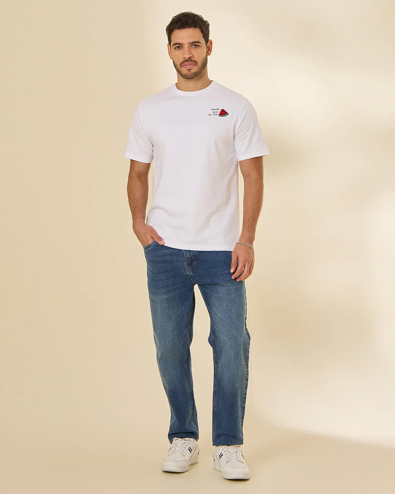 Redtag Men White Juice Printed T Shirt