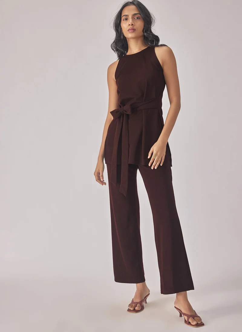 The Label Life Merlot Knit High Waisted Pants