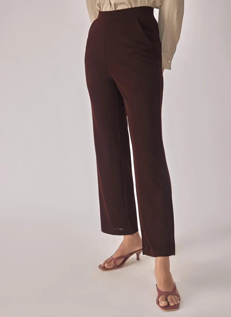 The Label Life Merlot Knit High Waisted Pants
