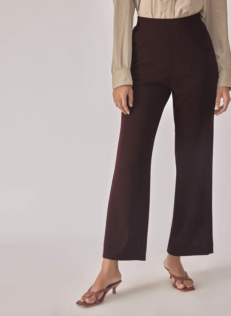 Merlot Knit High Waisted Pants for Women
