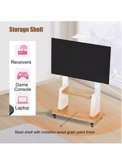 FlashHawk Mobile TV Stand with Wheels, Steel Floor TV Cart Mount for 32-70 inch TV,Max VESA:600*400MM,Load-bearing 50Kg - White  - Image 3