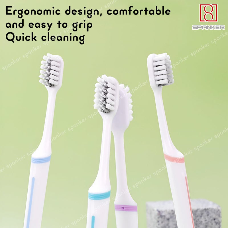 Spanker Pack of 2 Wide Head Adult Toothbrush with Double Inplanted Soft Feather Like Bristles Non Frizzing Toothbrush for Intensive Care Protect Fragile Gums for Good Cleaning Effect - Image 4