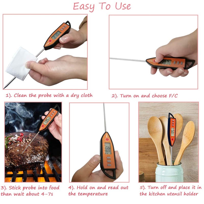 NANGOALA Digital Meat & Milk Thermometer - Instant Read Probe for Cooking, BBQ, Grill, Deep Fry, Roast & Baking - Image 4
