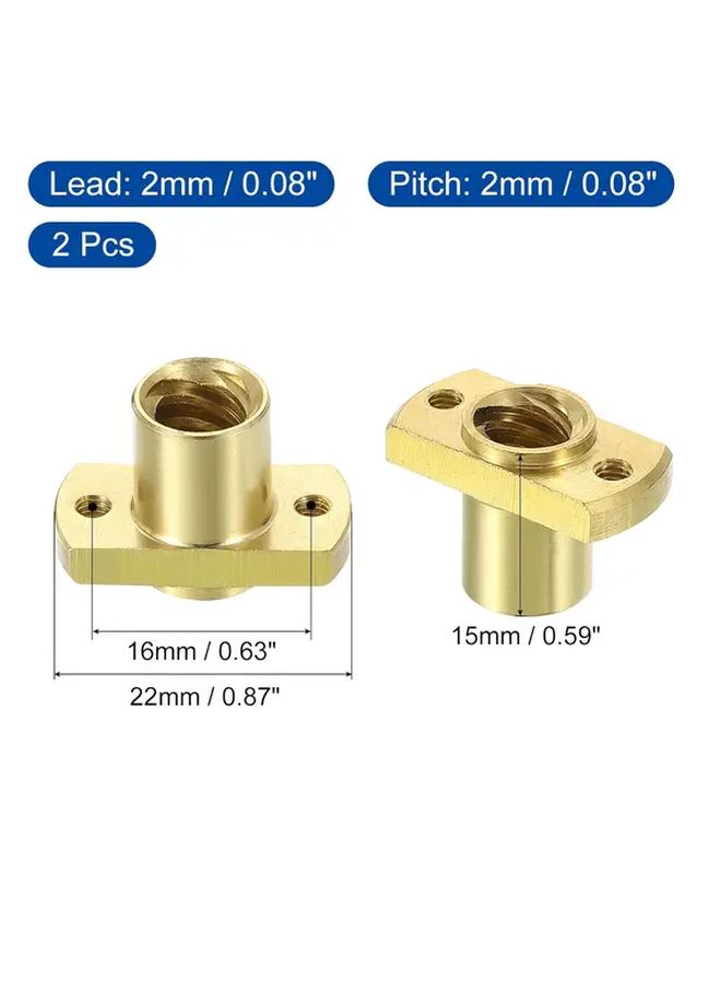 2 Pcs Round Brass Nuts 500mm Tr8x8 Lead Screws For 3D Printer Z Axis CNC - Image 3