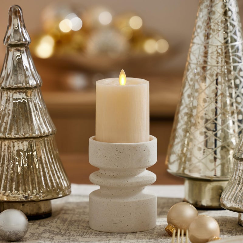 Luminara Selenite Looking Flameless Candle, White Swan 3" x 4.5", Battery Operated Real Wax Moving Flame LED Pillar w/Timer, Home Decor Unscented - Image 2