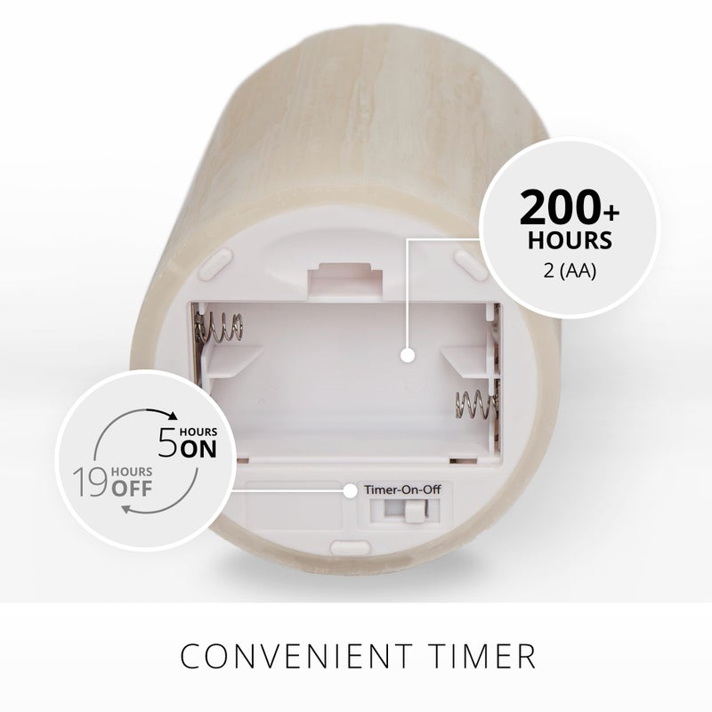 Luminara Selenite Looking Flameless Candle, White Swan 3" x 4.5", Battery Operated Real Wax Moving Flame LED Pillar w/Timer, Home Decor Unscented - Image 4