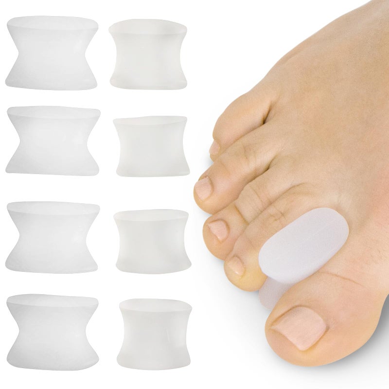 VIVEsole Toe Spreaders for Feet 8 Pack Silicone Spacers for Women Men Gel Separators for Bunions Overlapping Toes Pain Relief Orthotic Dividers for Athletes Alignment Corrector