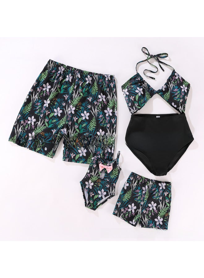 إسكدنيا التصميم الأصلي 2023 لباس سباحة من النايلون للأم والابنة والأب والابن الأوروبي والأمريكي لعائلة الوالدين والطفل - اللون: صورة بنفس اللون - - Image 2