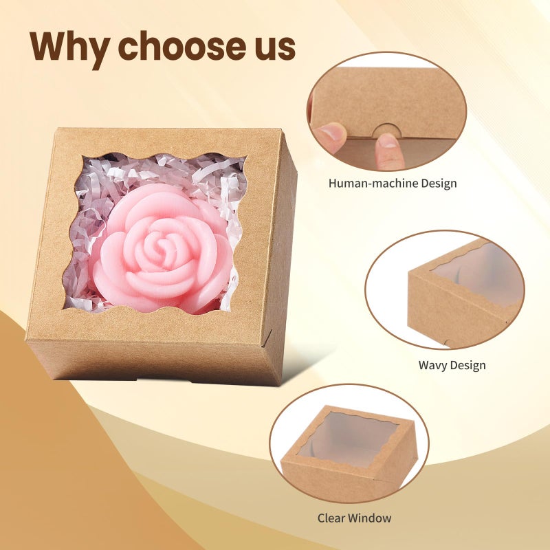 SLShePack 3x3x1.5Inches 50PCS Small Gift Boxes with Window for Cookie,Chocolate truffle,Chocolate Covered Strawberries Homemade Soap Boxes - Image 3