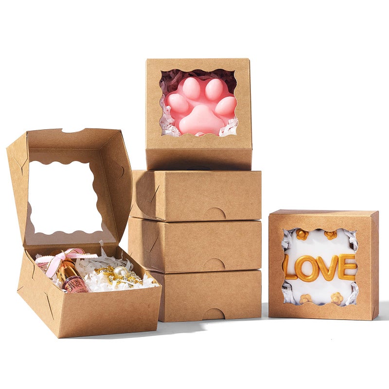 SLShePack 3x3x1.5Inches 50PCS Small Gift Boxes with Window for Cookie,Chocolate truffle,Chocolate Covered Strawberries Homemade Soap Boxes - Image 1
