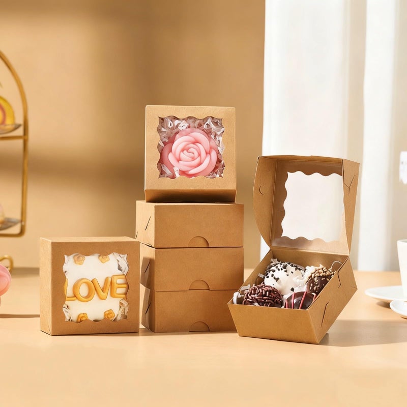 SLShePack 3x3x1.5Inches 50PCS Small Gift Boxes with Window for Cookie,Chocolate truffle,Chocolate Covered Strawberries Homemade Soap Boxes - Image 5