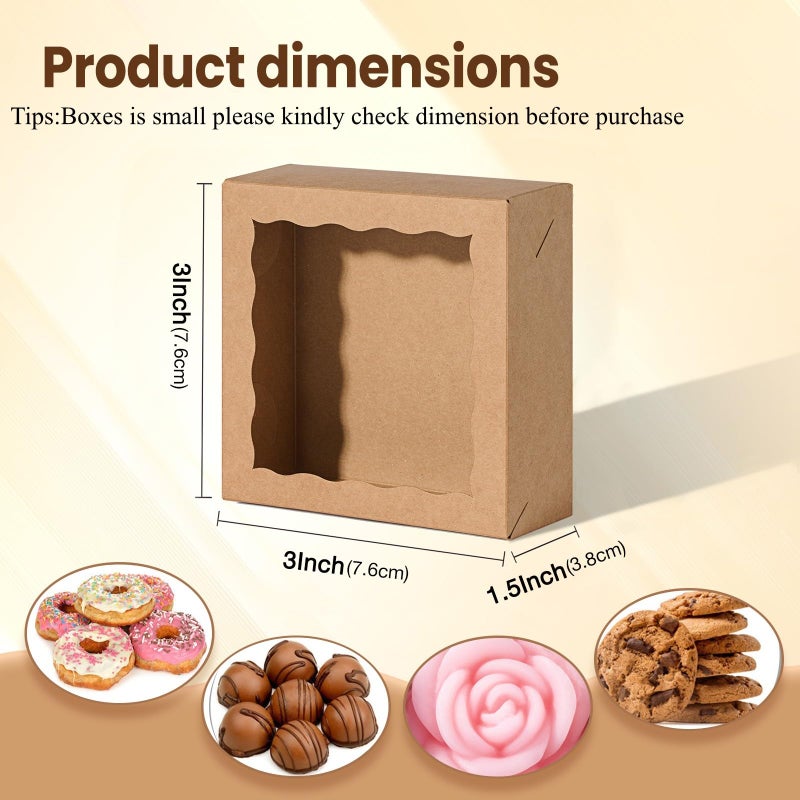 SLShePack 3x3x1.5Inches 50PCS Small Gift Boxes with Window for Cookie,Chocolate truffle,Chocolate Covered Strawberries Homemade Soap Boxes - Image 2