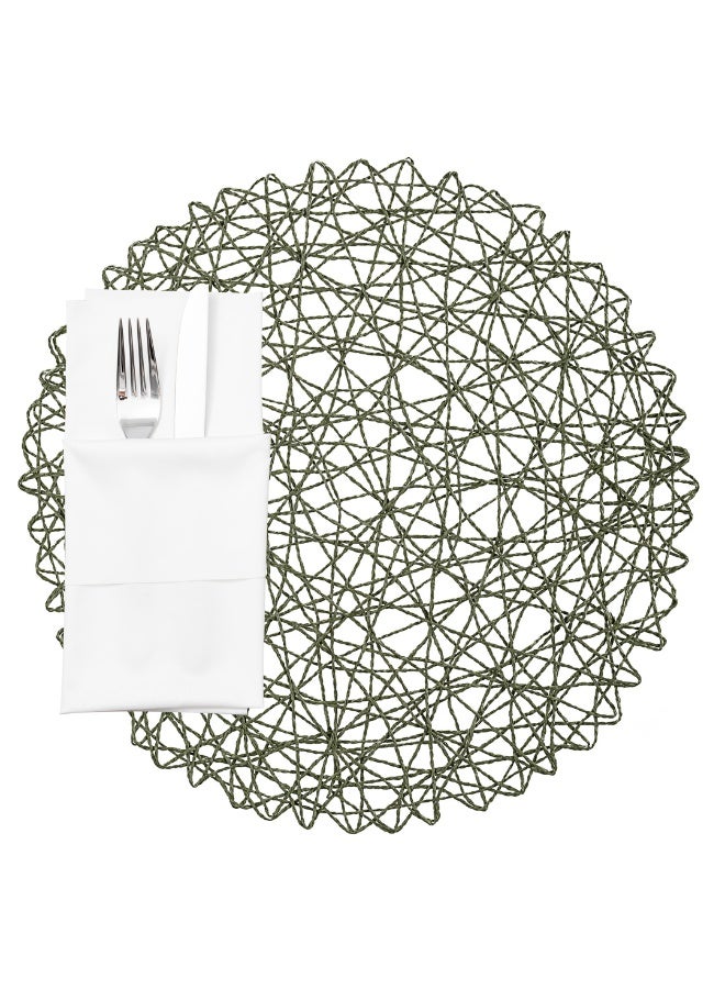 Restaurantware مفرش طاولة دوائر سبين ويف 15 بوصة، مجموعة من 6 مفرش طاولة مطبخ دائري - شبه قابلة للاستخدام مرة واحدة، مفرش دائري من ورق أخضر، متين، مفرش طاولة للمناسبات أو حفلات الزفاف - Image 2