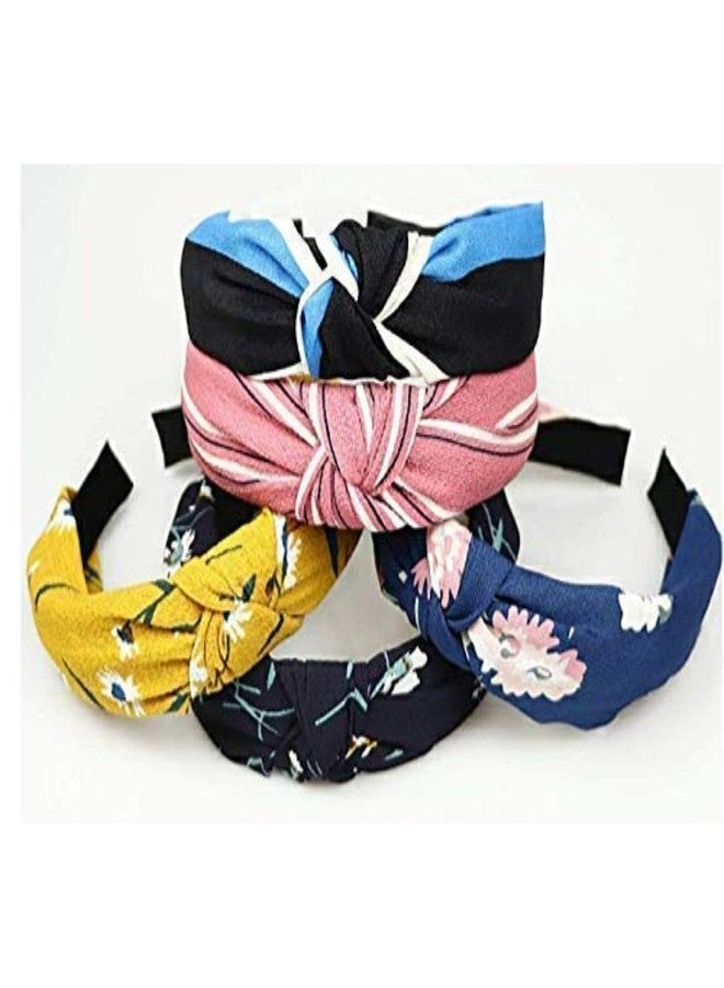 DN Creation Set Of 6 Knotted Headbands for Women Bow Turban Headbands for Women and Girls - Random Design - Image 3