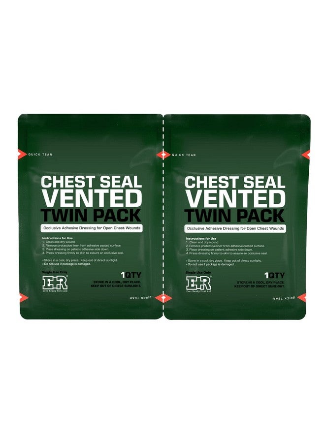 Ever Ready First Aid Ever Ready First Aid Vented Chest Seal with Quick Tear Twin Pack- 6.6” Square Occlusive Adhesive Dressing for Open Chest Wounds  - Image 1