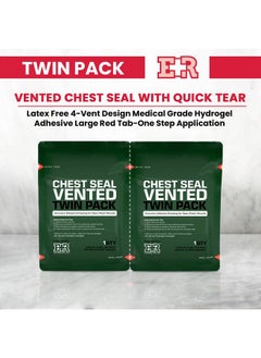 Ever Ready First Aid Ever Ready First Aid Vented Chest Seal with Quick Tear Twin Pack- 6.6” Square Occlusive Adhesive Dressing for Open Chest Wounds  - Image 5