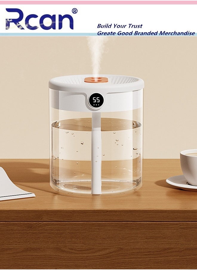 Rcan 2L Air Humidifier with Humidity Display Cool Mist Humidifier 3 Adjustment Modes Humidifier with Night Light Function Lasts 20hs Almost Silent Bedroom Humidifier for Dry Skin  - Image 1