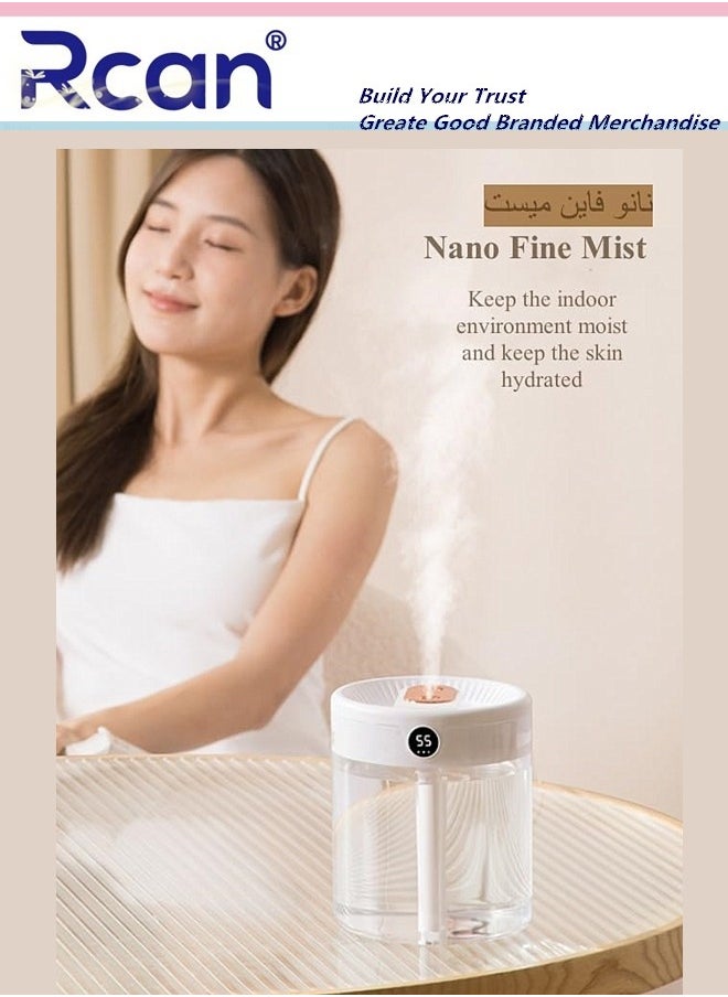 Rcan 2L Air Humidifier with Humidity Display Cool Mist Humidifier 3 Adjustment Modes Humidifier with Night Light Function Lasts 20hs Almost Silent Bedroom Humidifier for Dry Skin  - Image 4