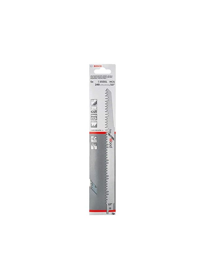 BOSCH S1531L Top For Wood Saw Blade Capable To Withstand Hard Objects Easy To Use And Very Functional Hcs Blade Material Is Appropriate For Pruning Green Wood 240 Mm Length 5 Pcs - Image 2