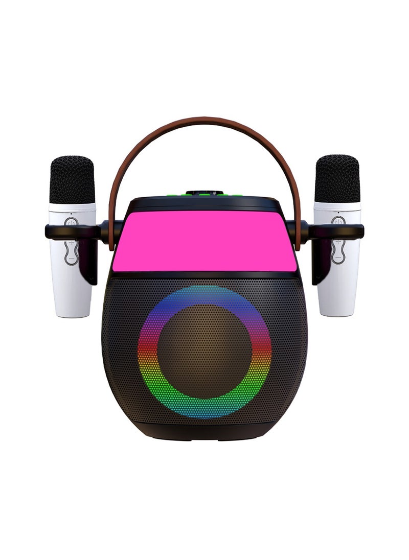 Viden Karaoke Machine Sound Card Bluetooth Speaker LED Light Portable Bluetooth Speaker Two Wireless Microphones Bluetooth Party Indoor/Outdoor Home  - Image 1