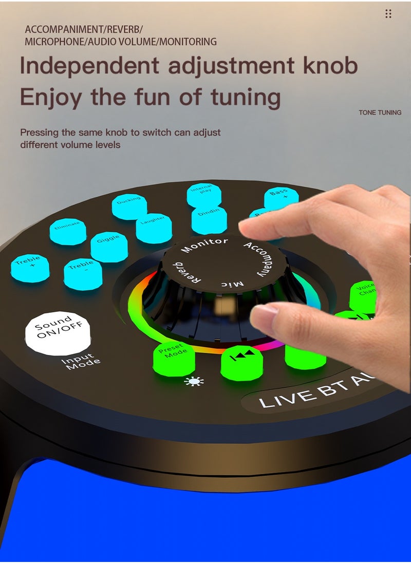 Viden Karaoke Machine Sound Card Bluetooth Speaker LED Light Portable Bluetooth Speaker Two Wireless Microphones Bluetooth Party Indoor/Outdoor Home  - Image 5
