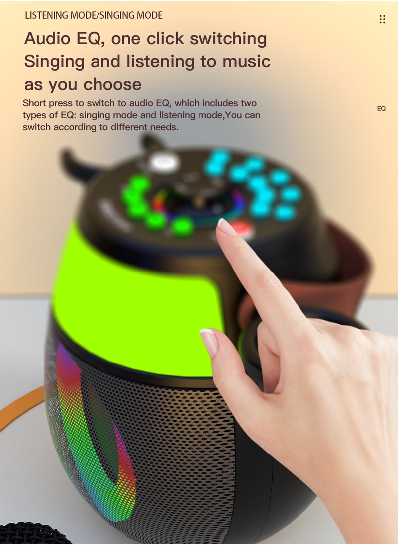 Viden Karaoke Machine Sound Card Bluetooth Speaker LED Light Portable Bluetooth Speaker Two Wireless Microphones Bluetooth Party Indoor/Outdoor Home  - Image 4