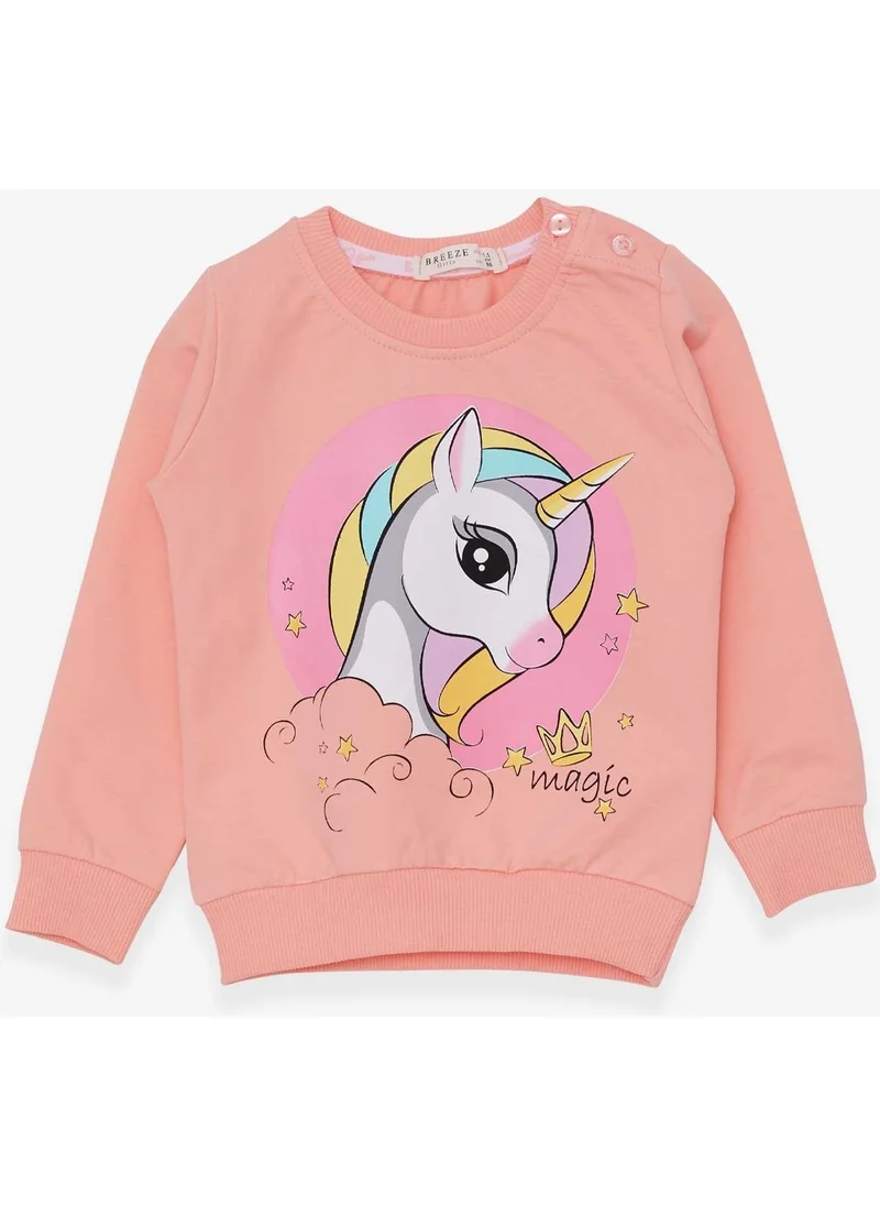 Breeze Girls' Sweatshirt Printed Unicorn Salmon (1.5-5 Years)