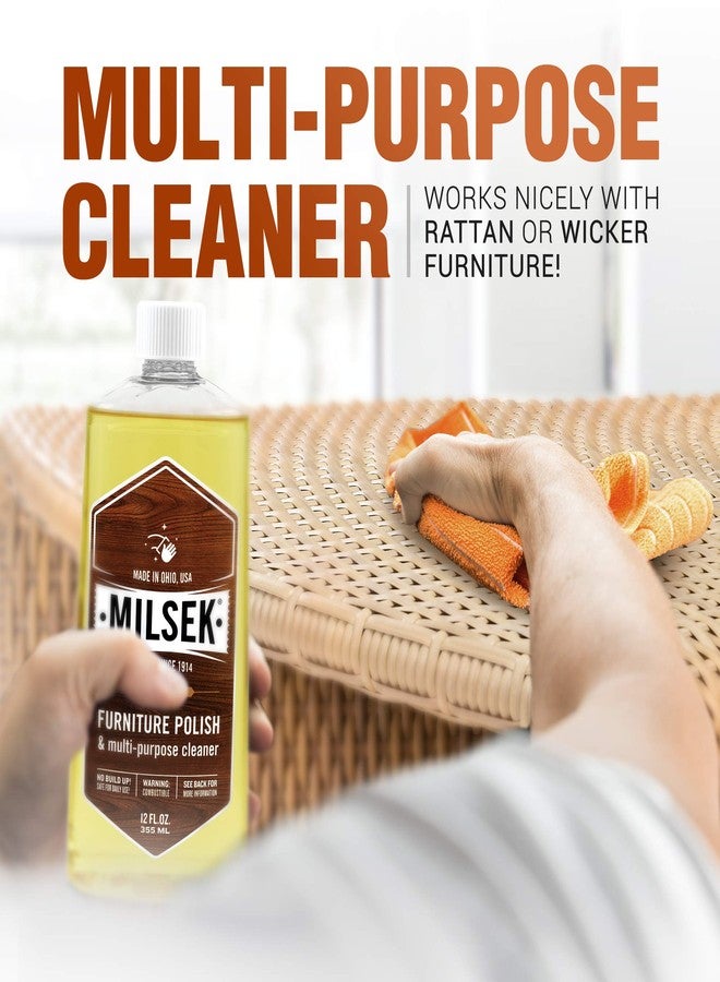 Milsek Furniture Polish, Lemon Oil Furniture Cleaner and Polish Cloth, 12 fl oz - Image 2