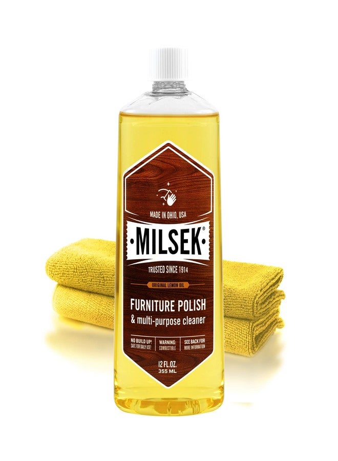 Milsek Furniture Polish, Lemon Oil Furniture Cleaner and Polish Cloth, 12 fl oz - Image 1