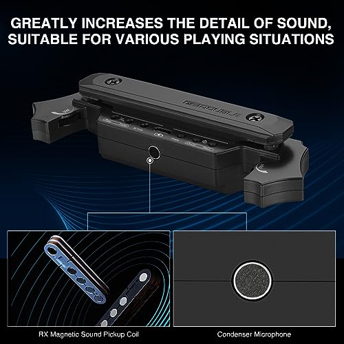 SUNYIN Wireless Acoustic Guitar Pickup Rechargable Magnetic And Microphone Soundhole Pickup For Acoustic Guitar Build-In Volume Control(Black) - Image 4