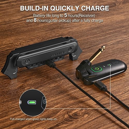 SUNYIN Wireless Acoustic Guitar Pickup Rechargable Magnetic And Microphone Soundhole Pickup For Acoustic Guitar Build-In Volume Control(Black) - Image 3