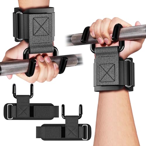 GPANDAG Weight Lifting Hooks for Men and Women(Pair), 330 LB Heavy Duty Gym Lifting Wrist Strap Hook for Deadlifts, Pull-Ups, Strength Training, 0.4inch Grip Weightlifting Hooks for Teen - Image 1