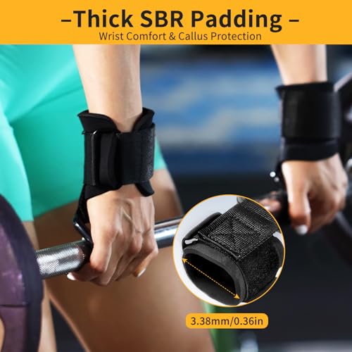 GPANDAG Weight Lifting Hooks for Men and Women(Pair), 330 LB Heavy Duty Gym Lifting Wrist Strap Hook for Deadlifts, Pull-Ups, Strength Training, 0.4inch Grip Weightlifting Hooks for Teen - Image 5
