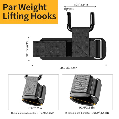 GPANDAG Weight Lifting Hooks for Men and Women(Pair), 330 LB Heavy Duty Gym Lifting Wrist Strap Hook for Deadlifts, Pull-Ups, Strength Training, 0.4inch Grip Weightlifting Hooks for Teen - Image 2
