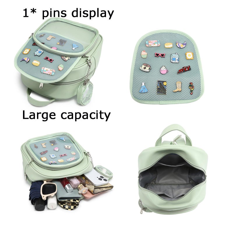 CHERRY SAUCE Kawaii Backpack PU Leather Ita Bag Aesthetic Cute Purse Pin Display - Image 5