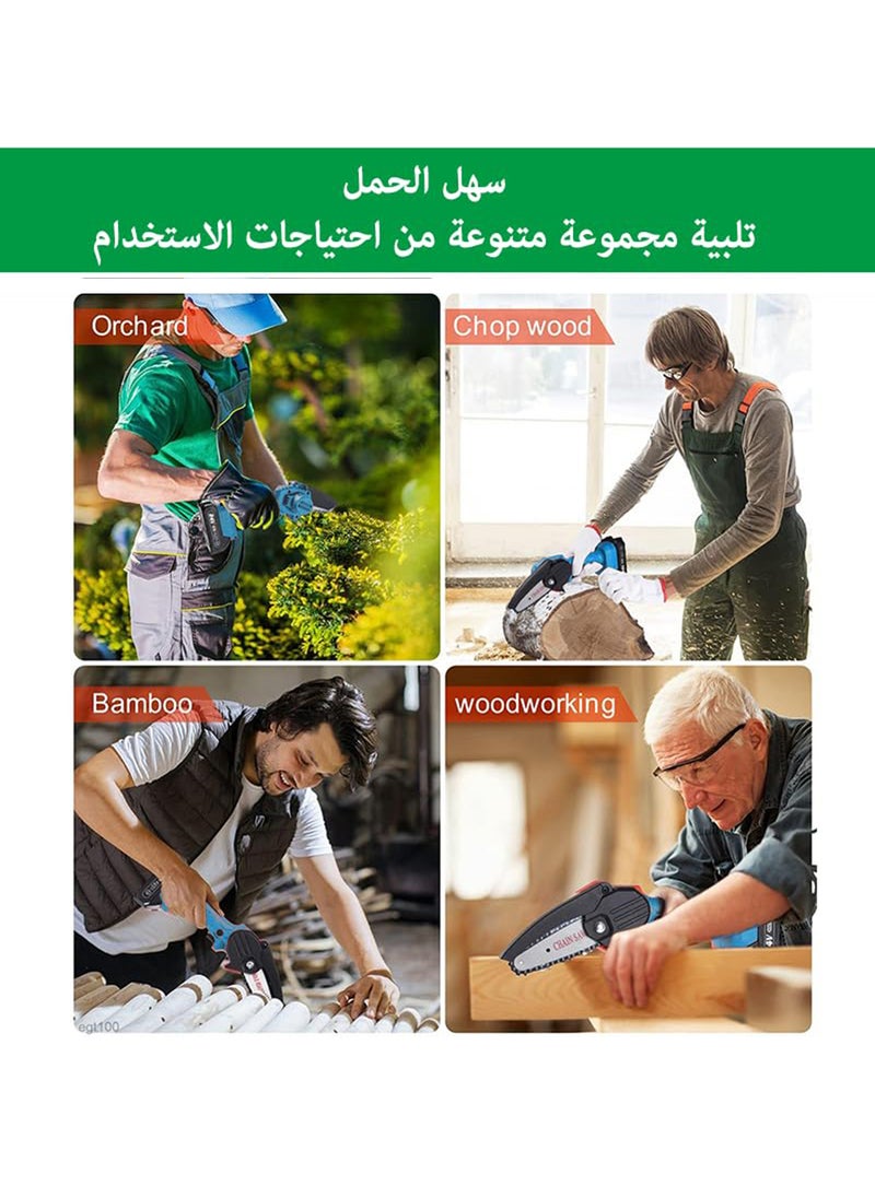 EzzySo - Upgraded Mini Chainsaw 6 Inch Electric Chainsaw 48V Battery Powered 1500mAh Battery One-Hand Portable Electric Saw for Wood Cutting Tree Branch Trimming Wood Cutting Gardening - Image 1