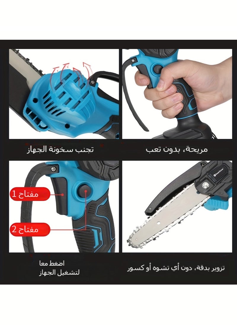EzzySo - Upgraded Mini Chainsaw 6 Inch Electric Chainsaw 48V Battery Powered 1500mAh Battery One-Hand Portable Electric Saw for Wood Cutting Tree Branch Trimming Wood Cutting Gardening - Image 1