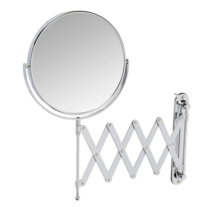 JERDON TwoSided WallMounted Makeup Mirror with 7X1X Magnification  8 Diameter Mirror with Scissor Bracket Extends Up to 20 and Swivels Left and Right  Polished Chrome Finish  Model JP2027C