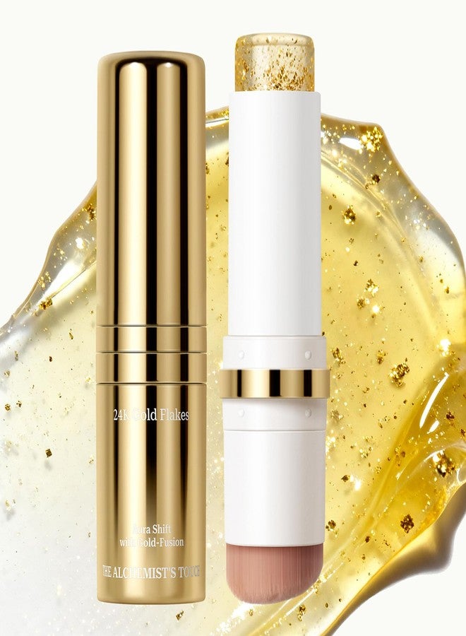 gcdat Color Changing Blush Stick with 24K Gold Flakes, 24K Magic Shift Lip&Cheek Stick with Blush & Blending Brush, Hydrating, Buildable, Water-Resistant for Cheeks & Lips - Image 1
