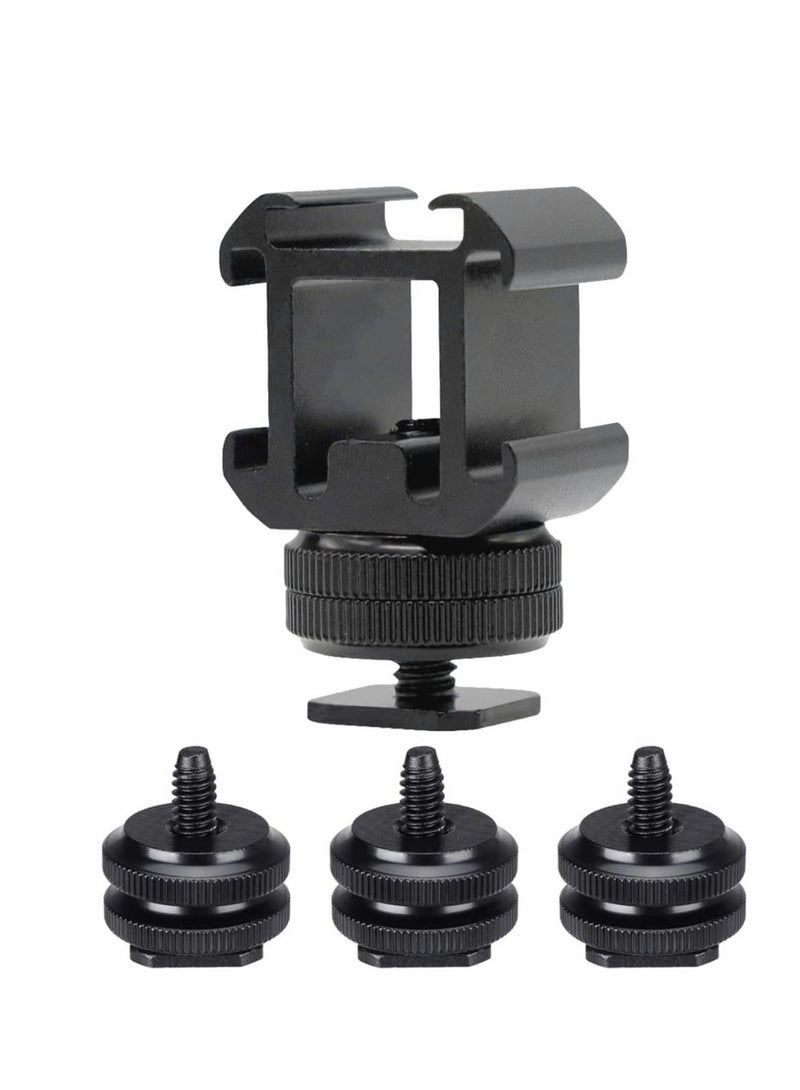 Captaintech Aluminum Camera Hot Shoe Extension Bracket with Triple Cold Shoe Mounts Adapter - Image 1