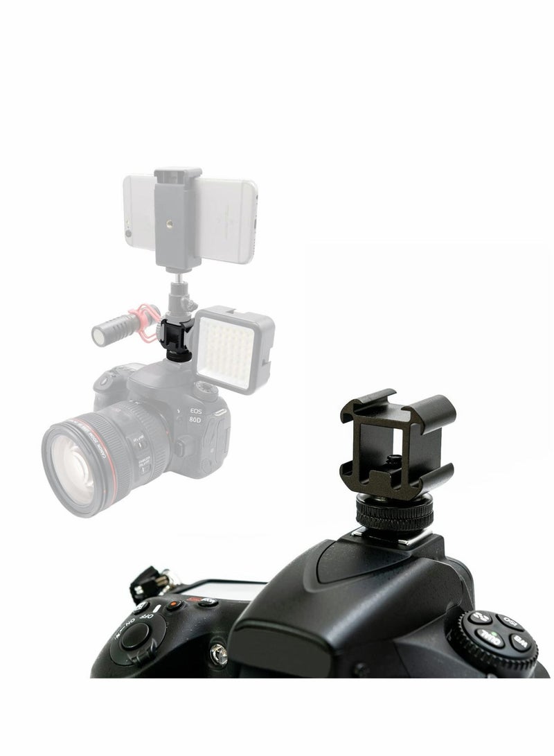 Captaintech Aluminum Camera Hot Shoe Extension Bracket with Triple Cold Shoe Mounts Adapter - Image 3