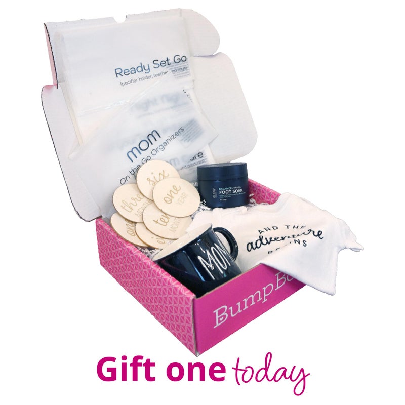 Bump Boxes 3rd Trimester & Postpartum Gift Set for New Moms with Milestone Disc, Baby Onesie, Travel Bags, Ceramic Mug, Organic Foot Soak, Gift for Mother to Be - Image 5