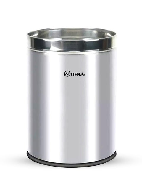 Mofna Stainless Steel Open Type Solid Dustbin Without Lid Recycle Bin Trash Can Paper Bin Modern and Durable Waste Management Solution Silver 14x24 Inch 60 Liter