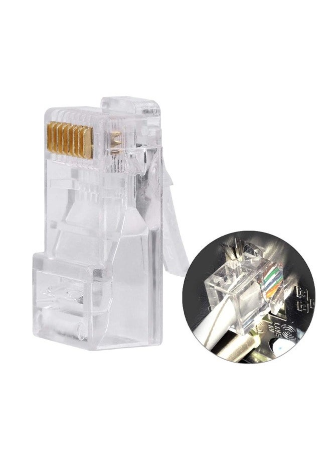 Taimi - Modular Plugs Cat6 RJ45 Network Internet Cable Connectors Modular Plug 8P8C Connector End 100 Pcs - Image 1