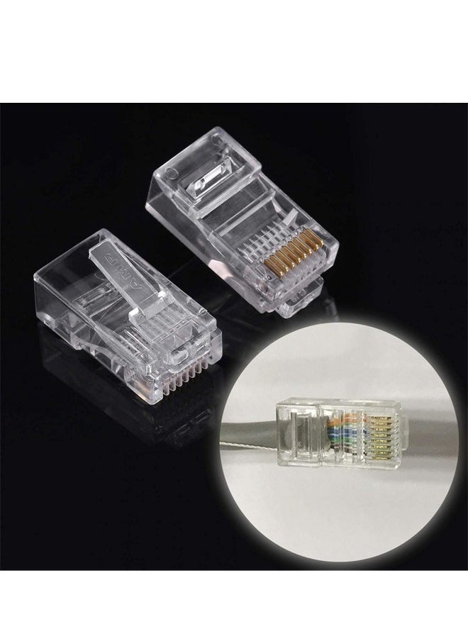 Taimi - Modular Plugs Cat6 RJ45 Network Internet Cable Connectors Modular Plug 8P8C Connector End 100 Pcs - Image 1