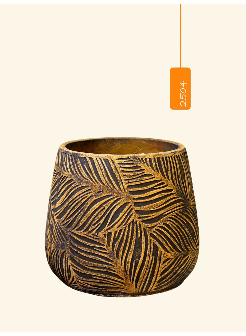 Textured Cement Planter (25 × 21 cm) – Sculptural Accent for Refined Spaces - Image 1