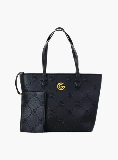 Gabriella Gucci Gabriella Gucci Monogram Embossed Tote Bag with Pouch