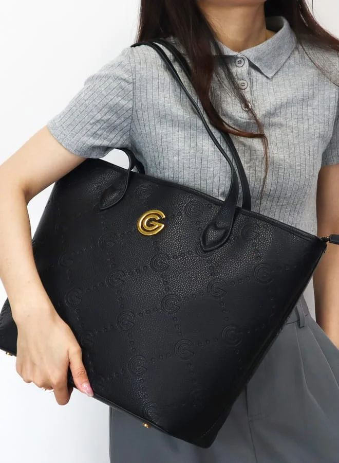 غابرييلا غوتشي Gabriella Gucci Monogram Embossed Tote Bag with Pouch