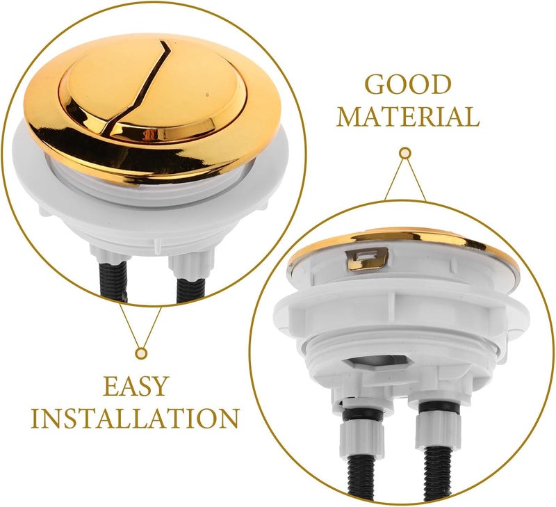 Garneck Toilet Flush Button Replacement Dual Push Gold Plated 48×57mm Universal Toilet Tank Water Tank Part for Bathroom Repair Random Color - Image 2
