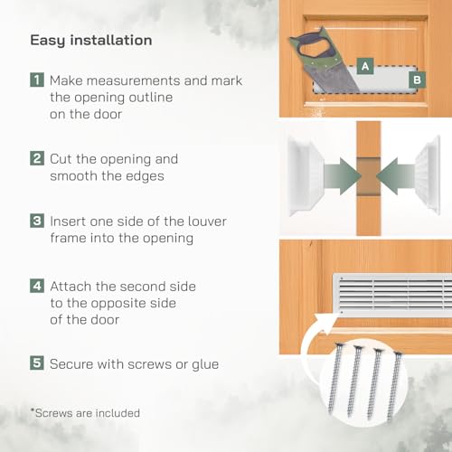 Vent Systems 18" x 5" Inch - White Plastic Door Vent for Interior Doors Two Sided - Air Vent Cover Grill - Home, Garage, Kitchen, Bedroom Louvered Vent - Door Vents - Register Interior Door Grille - Image 5